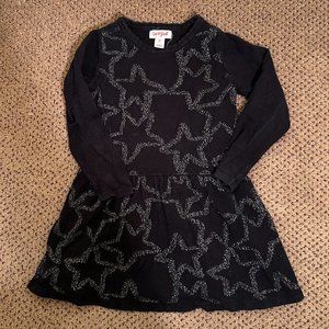 Girls Size 2T Sparkle Star Detail Black Long Sleeve Dress